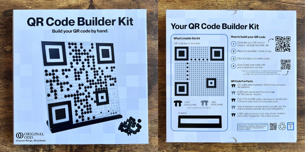 QR Code Builder Kit box, front and back